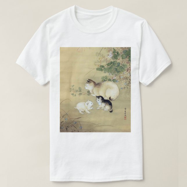 Camiseta Gatos y plantas otoñales, artista desconocido (Diseño del anverso)