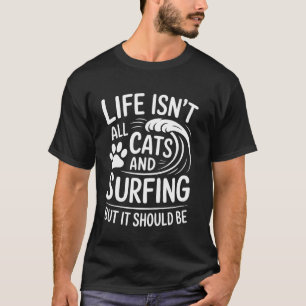 Camiseta Gatos y surf surfista divertido surfear