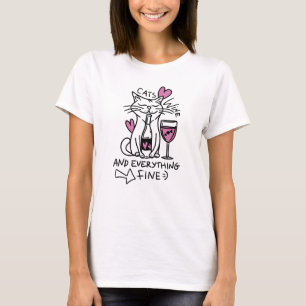 Camiseta Gatos y vino   Gracioso Cat Lover