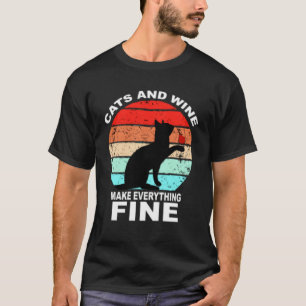 Camiseta Gatos Y Vino Hacen Todo Lo Bueno Gatos Vino Vino