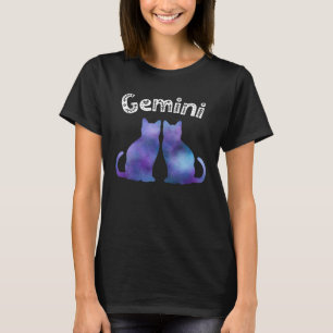 Camiseta Gatos Zodíaco Géminis Tie Dye Patrón de Nebulosa