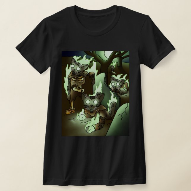 Camiseta Gatos Zombie de Halloween (Distribución)