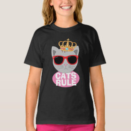 Camiseta GATS GOLE Cat con corona y gafas de sol en camiset