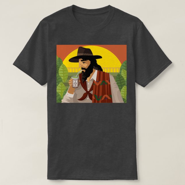 Camiseta gaucho beber yerba mate té caliente verde (Diseño del anverso)