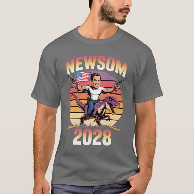 Camiseta Gavin Newsom 2028 Audaz Líder Patriótico Riding Di (Anverso)