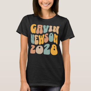 Camiseta Gavin Newsom 2028 Para Presidente Wavy Textos