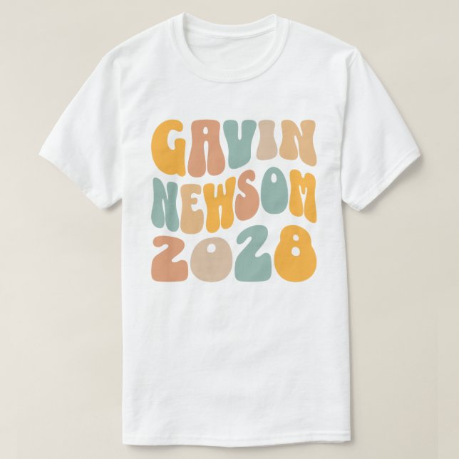 Camiseta Gavin Newsom 2028 Para Presidente Wavy Textos (Diseño del anverso)