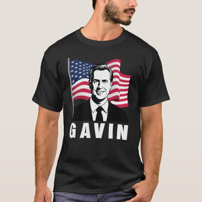 Camiseta Gavin Newsom 2028 por la bandera estadounidense de (Anverso)