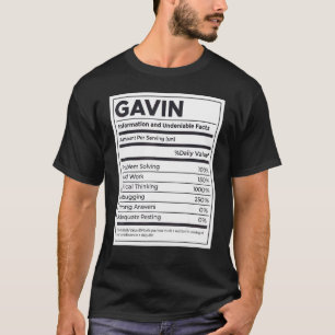 Camiseta Gavin Nutrition Information Problement Solucionand