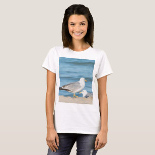 Camiseta Gaviota caminando por la playa