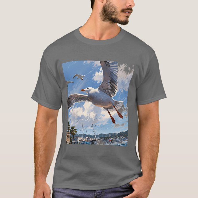 Camiseta Gaviota caprichosa con sardina: Illustrati jugueto (Anverso)