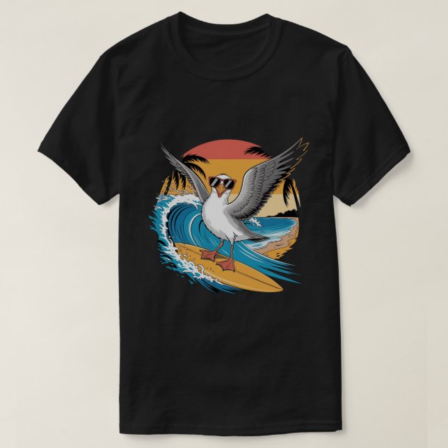 Camiseta Gaviota De Surfista De Invierno, Funny Surfing (Diseño del anverso)