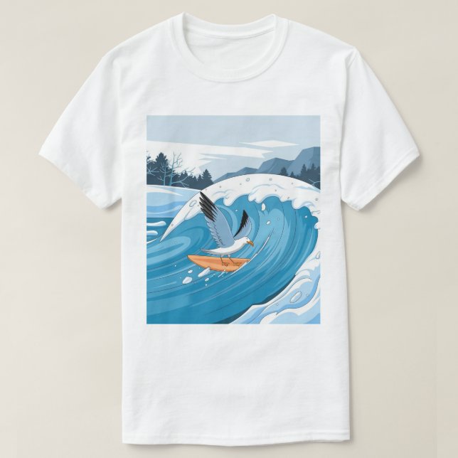 Camiseta Gaviota De Surfista De Invierno, Surf De Gaviota,  (Diseño del anverso)