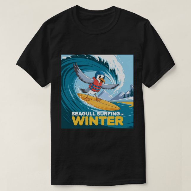 Camiseta Gaviota De Surfista De Invierno, Surf De Gaviota,  (Diseño del anverso)