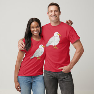 Camiseta Gaviota divertida de Navidad con corona y luces