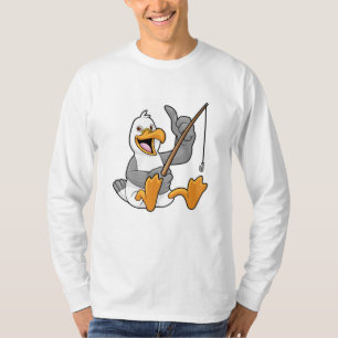 Camiseta Gaviota en la pesca con barra de pesca