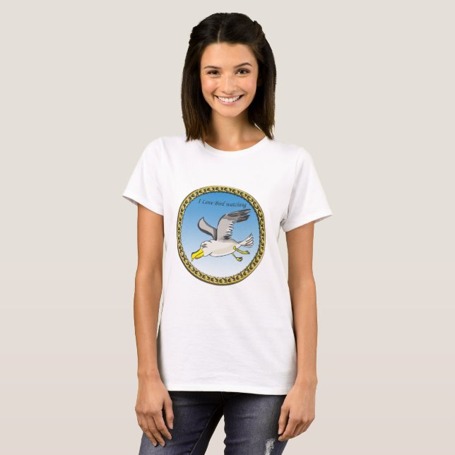 Camiseta Gaviota personalizado volando sobre la cabeza con  (Anverso completo)