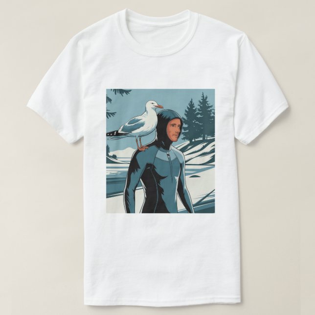 Camiseta Gaviota surfista de invierno (Diseño del anverso)