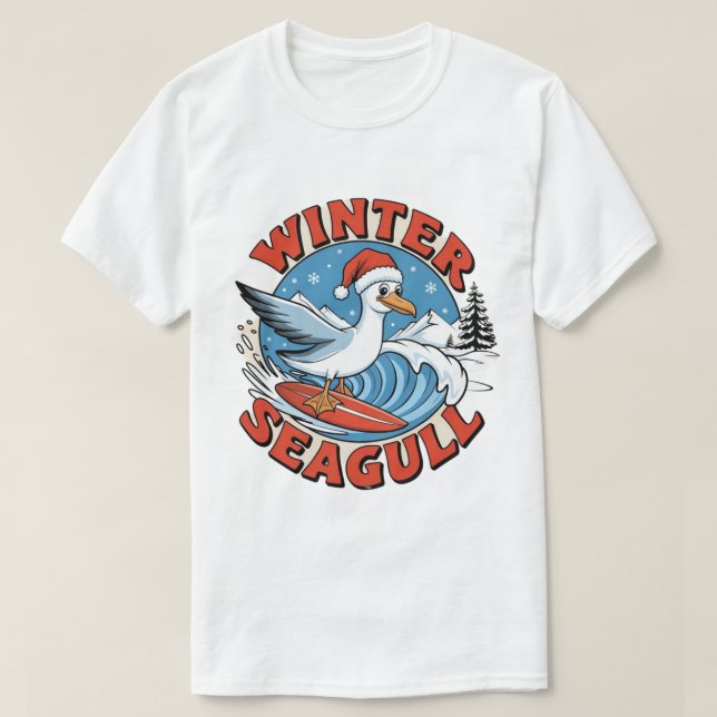 Camiseta Gaviota surfista de invierno (Diseño del anverso)