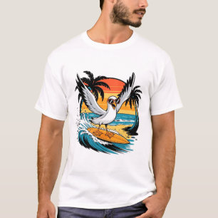 Camiseta Gaviota surfista de invierno, Gaviota surfeando