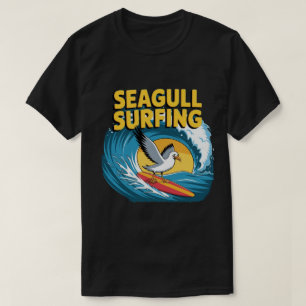 Camiseta Gaviota surfista invernal, Gaviota haciendo surf