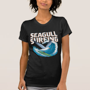 Camiseta Gaviota surfista invernal, Gaviota haciendo surf