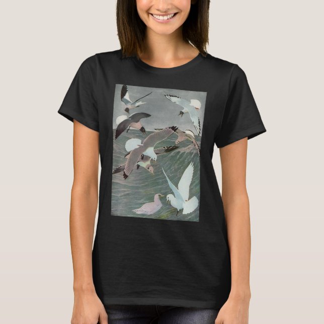 Camiseta Gaviotas sobre olas oceánicas por Louis Agassiz Fu (Anverso)