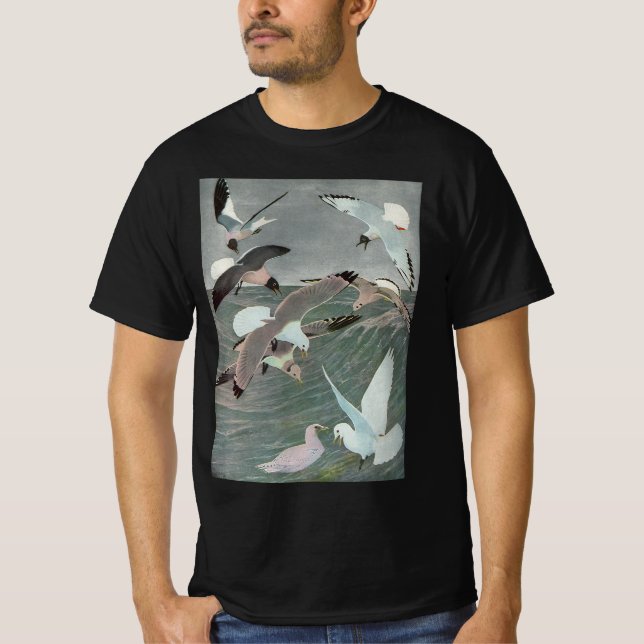 Camiseta Gaviotas sobre olas oceánicas por Louis Agassiz Fu (Anverso)