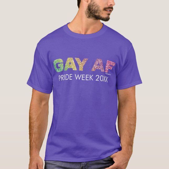 Camiseta Gay AF del purpurina del arco iris (Anverso)