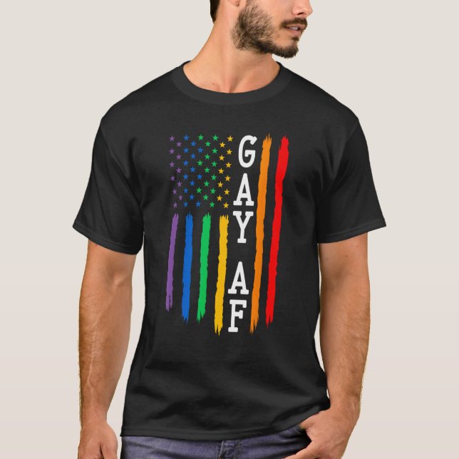 Camiseta Gay AF Pride American Flag   LGBTQ Gay Pride Month (Anverso)