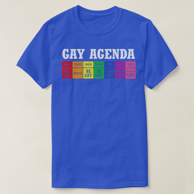 CAMISETA GAY AGENDA LGBT RAINBOW DAY PLANNER FUNNY (Diseño del anverso)