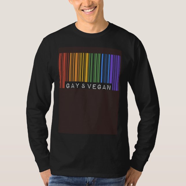 Camiseta Gay And Vegan Barcode Trendy Rainbow Gay Pride Fla (Anverso)
