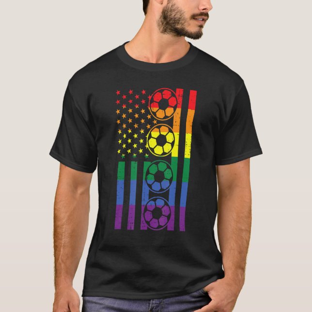 Camiseta Gay arcoiris Bandera Estadounidense Deportes De Fú (Anverso)
