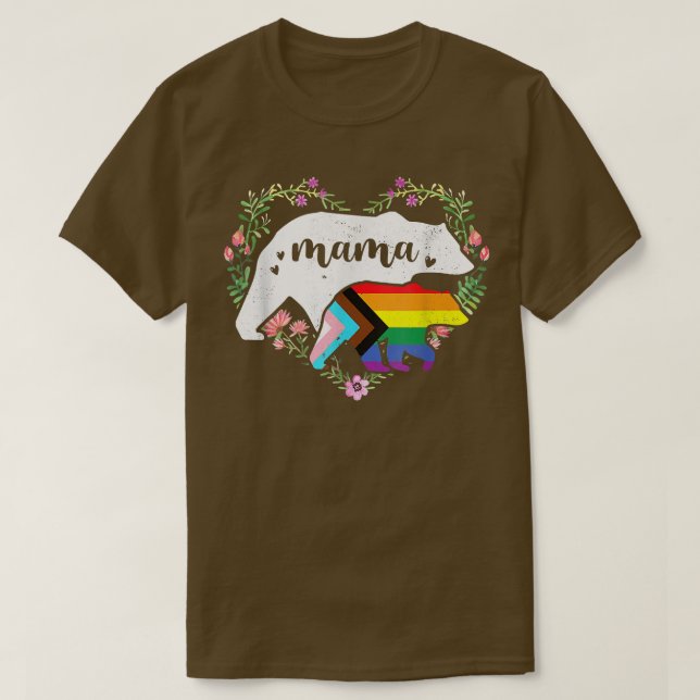 Camiseta Gay Bandera del Orgullo LGBTQ Mama Con Progreso (Diseño del anverso)