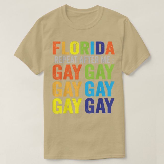 Camiseta Gay de Florida dice Gay dice Trans Stay Orgulloso  (Diseño del anverso)