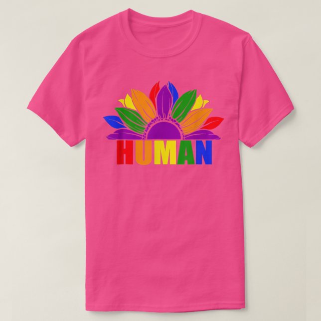 Camiseta Gay de la bandera LGBT del girasol humano (Diseño del anverso)