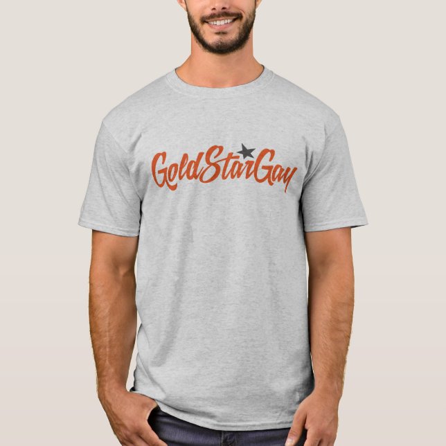 Camiseta gay de la estrella del oro - gris (Anverso)