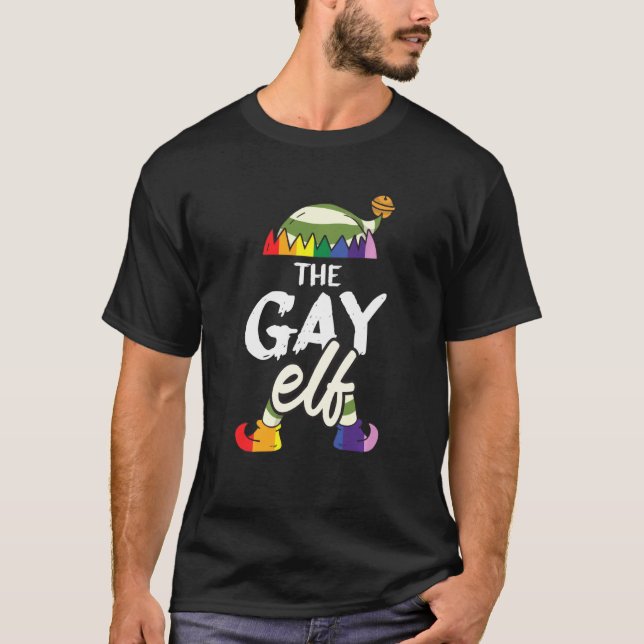 Camiseta Gay Elf Lgbt Q Orgullo Bandera Arcoiris Navidades  (Anverso)