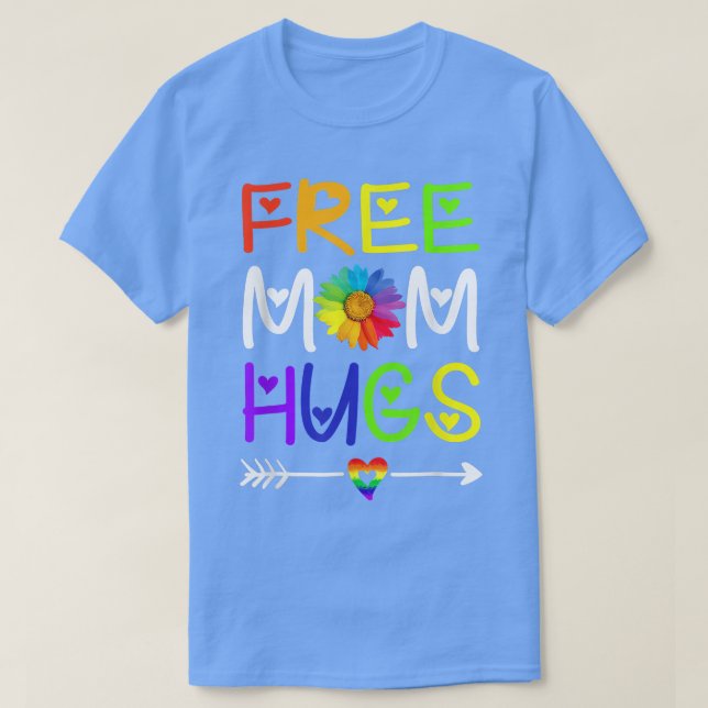 Camiseta Gay Free Mom Hugs Daisy Rainbow Heart LGBT Pride M (Diseño del anverso)