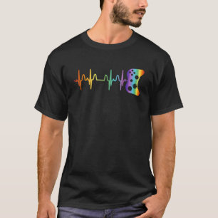 Camiseta Gay Gamer Gaming Controler Heartbeat LGBT Gay tran