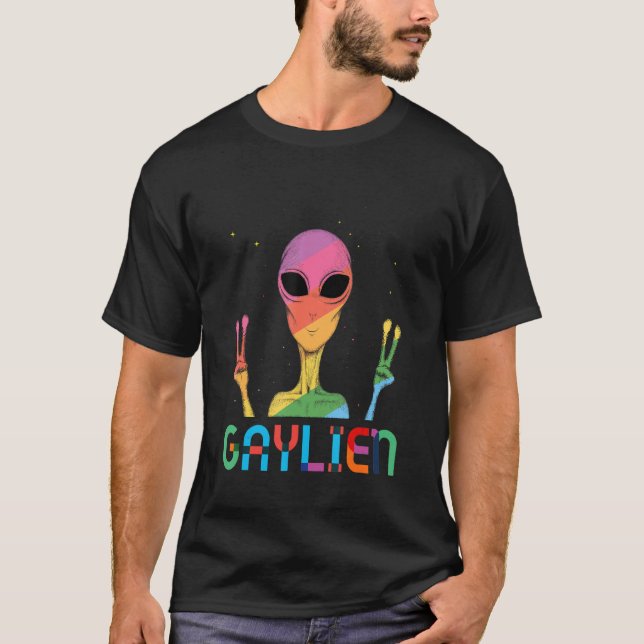 Camiseta Gay Gaylien Alien LGBTQ Queer Trans Bi Rainbow CSD (Anverso)