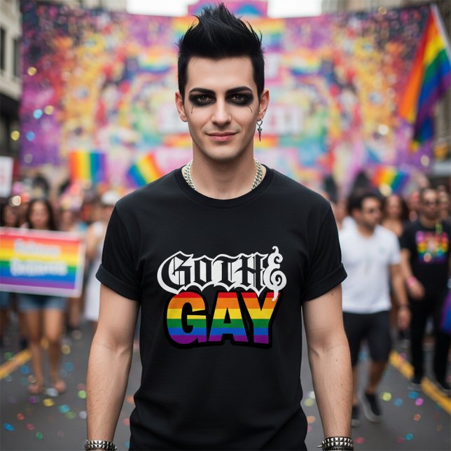 Camiseta Gay Gótico (Gay Goth T-Shirt by Ricaso. For the dark moody but rainbow gothic - ideal for pride parades )