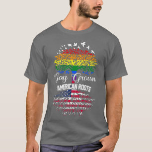 Camiseta Gay Groed American Roots LGBT Bandera Arcoiris Gay