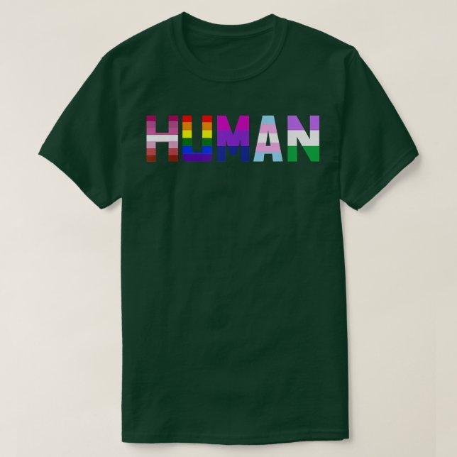Camiseta Gay HUMAN Flag LGBT Pride Month Transgender Ally T (Diseño del anverso)