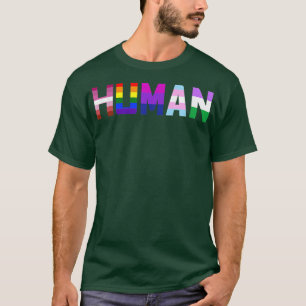 Camiseta Gay HUMAN Flag LGBT Pride Month Transgender Ally T