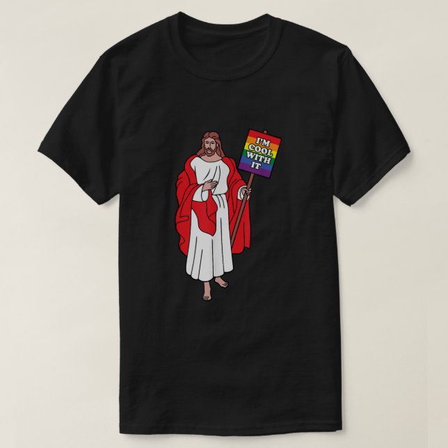 Camiseta Gay Jesus Dice Que Mi Guay Con Ella Gay Christian  (Diseño del anverso)