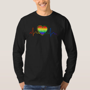Camiseta Gay Lesbian Heartbeat Pride Bandera Arcoiris Lgb
