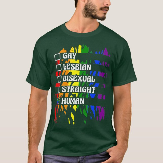 Camiseta Gay Lesbiana Bisexual Directo Orgullo Humano Géner (Anverso)