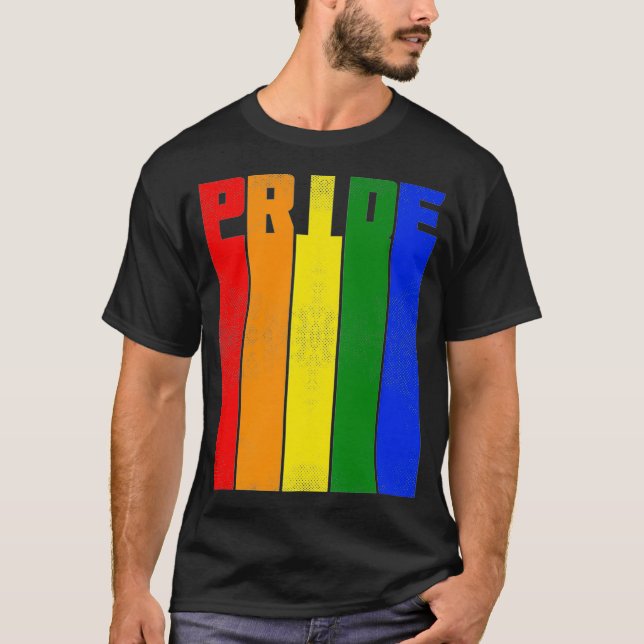 Camiseta Gay lesbiana LGBTQ Mes de orgullo Bandera arcoiris (Anverso)