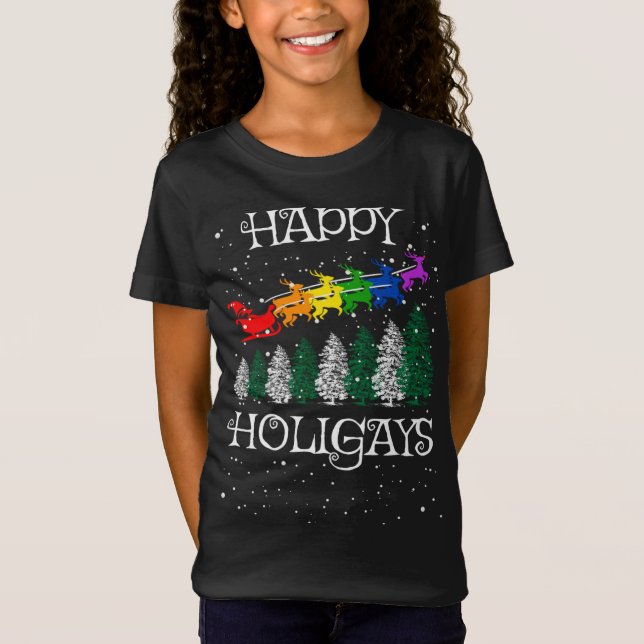 Camiseta Gay Lésbicos LGBTQ Orgullo Gay Felices Holigays R (Anverso)